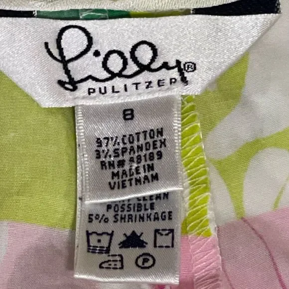 Lilly Pulitzer Womens Size 8 Wide Leg Pink & Green Paradise Patch Cotton Pants - Picture 3 of 5